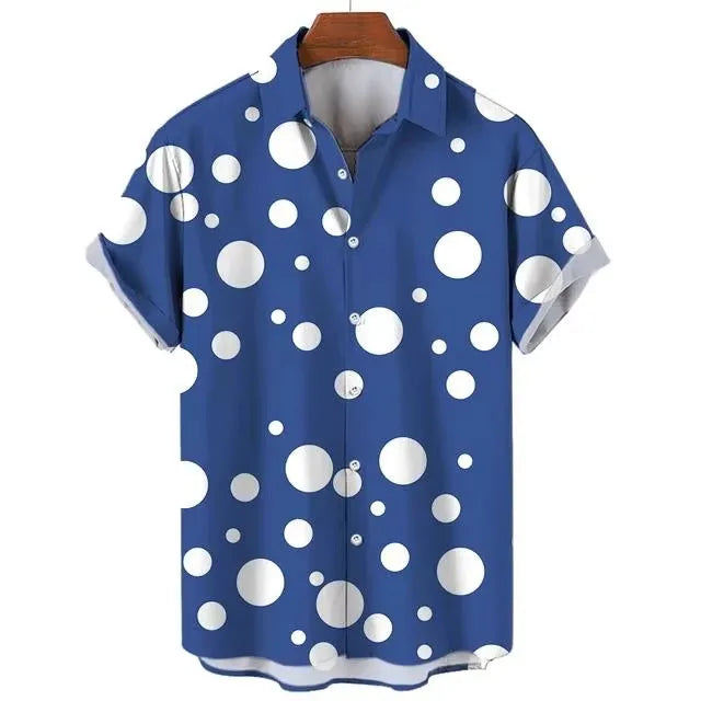 Striped Hawaiian Aloha Shirt Casual Short Sleeve