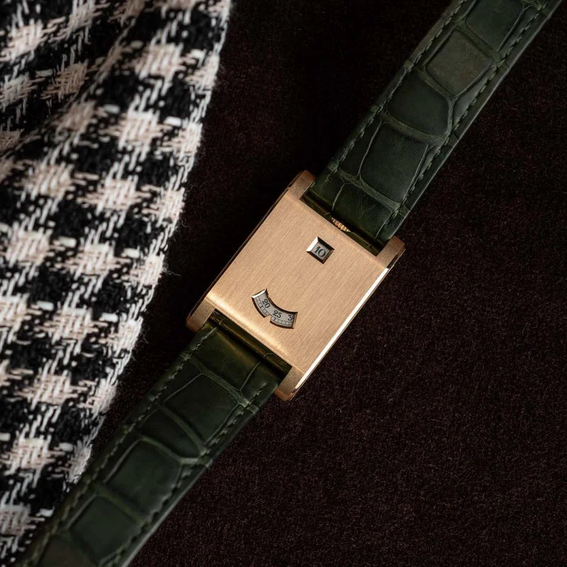 Men's Rectangular Quartz Watch – Leather Band, Shock Resistant