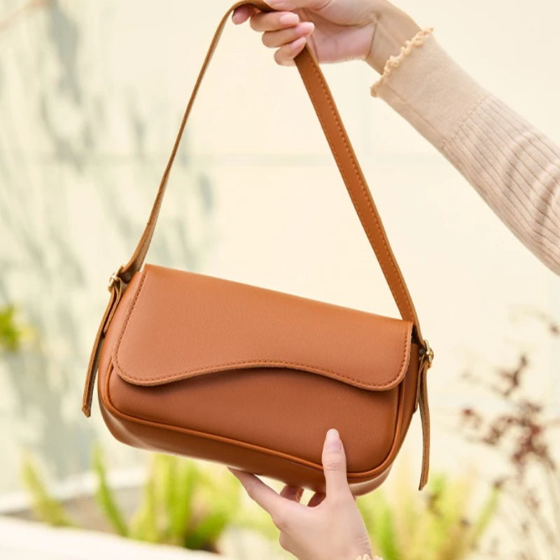 Retro PU Underarm Shoulder Bag for Women – Soft Satchel
