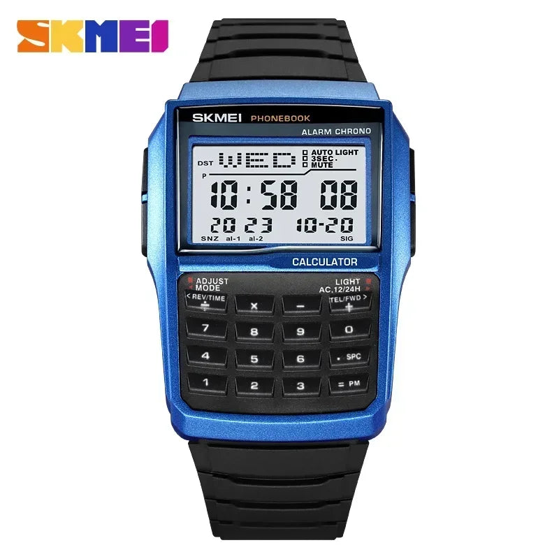 blue Color Men’s Digital Sports Watch With Dual Time & Alarm