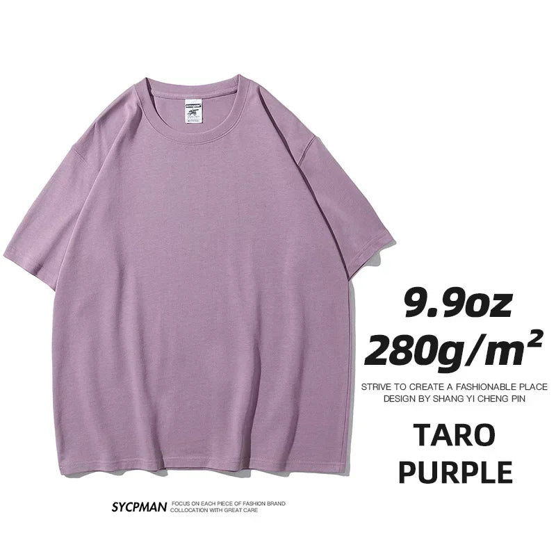 Taro purple Color Men's Heavyweight Oversized T-Shirt 280gsm Cotton
