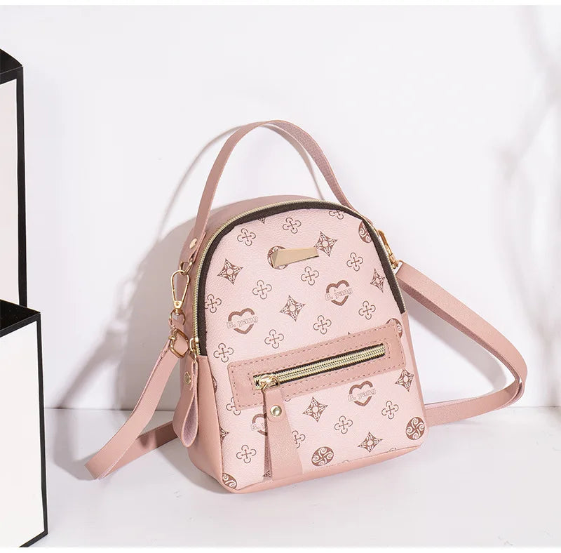 Pink Color Women’s PU Leather Mini Backpack – Lightweight Daypack