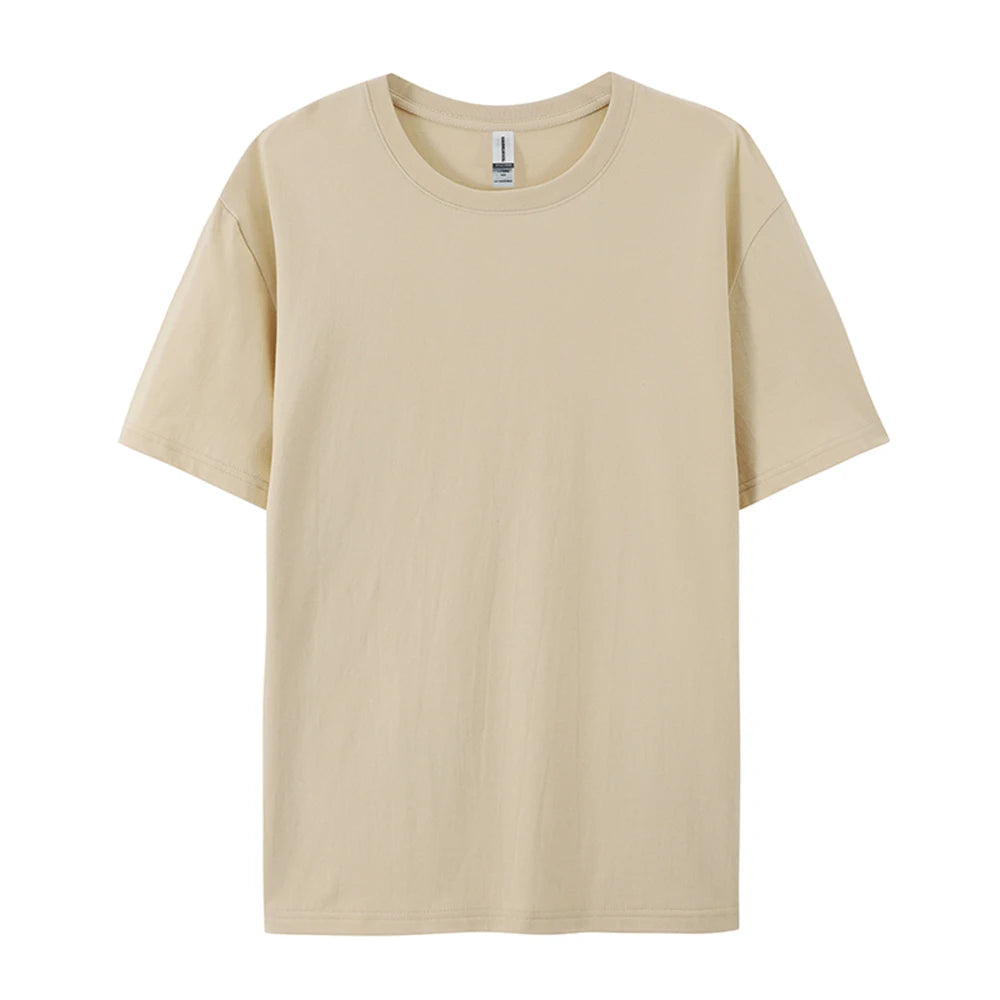 Khaki Color 100% Cotton Solid T-Shirt – Breathable Casual Tee