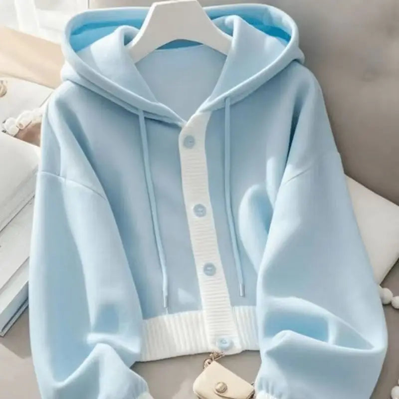 Women’s Hooded Knit Cardigan Jacket Single-Breasted