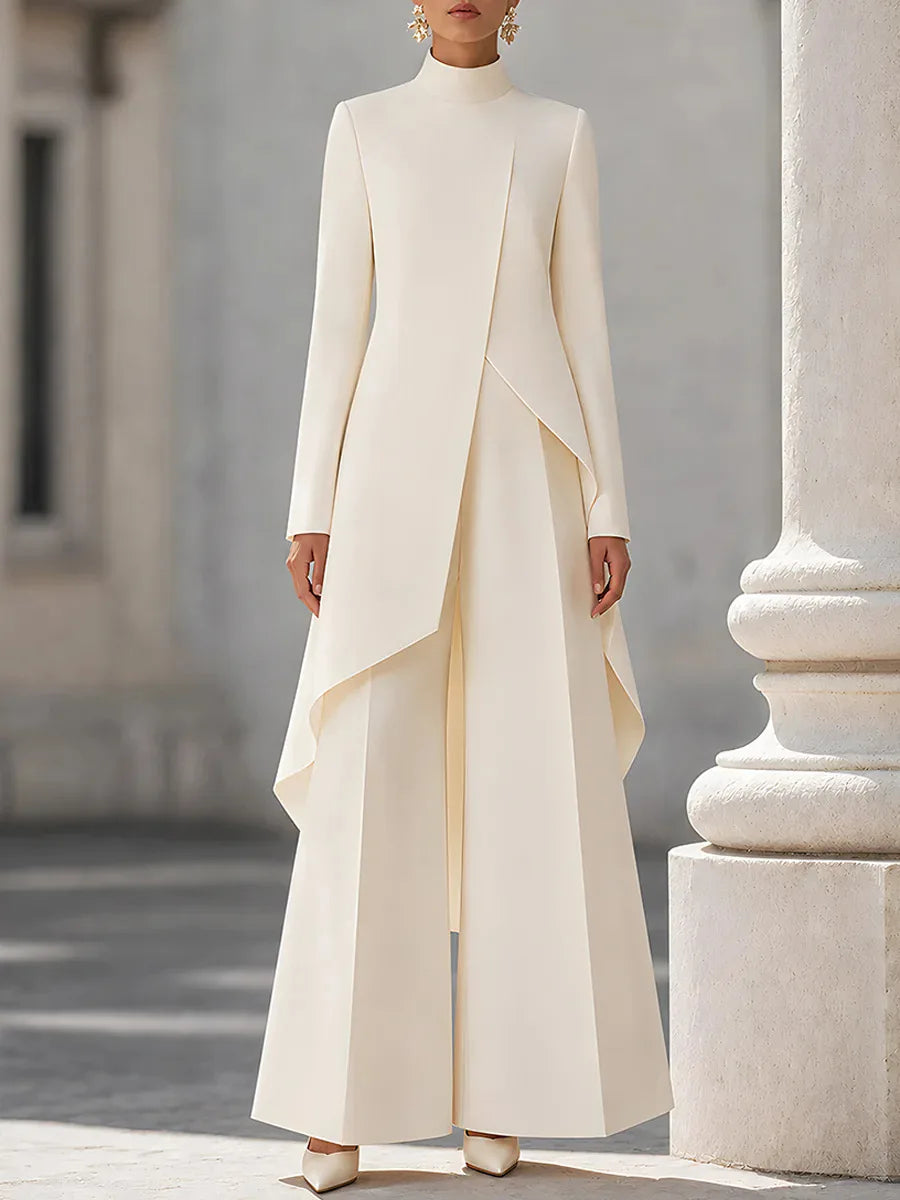 Women’s Wide Leg Pants Set With Long Sleeve Top