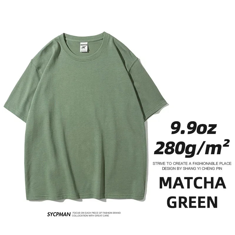 Matcha green Color Men's Heavyweight Oversized T-Shirt 280gsm Cotton