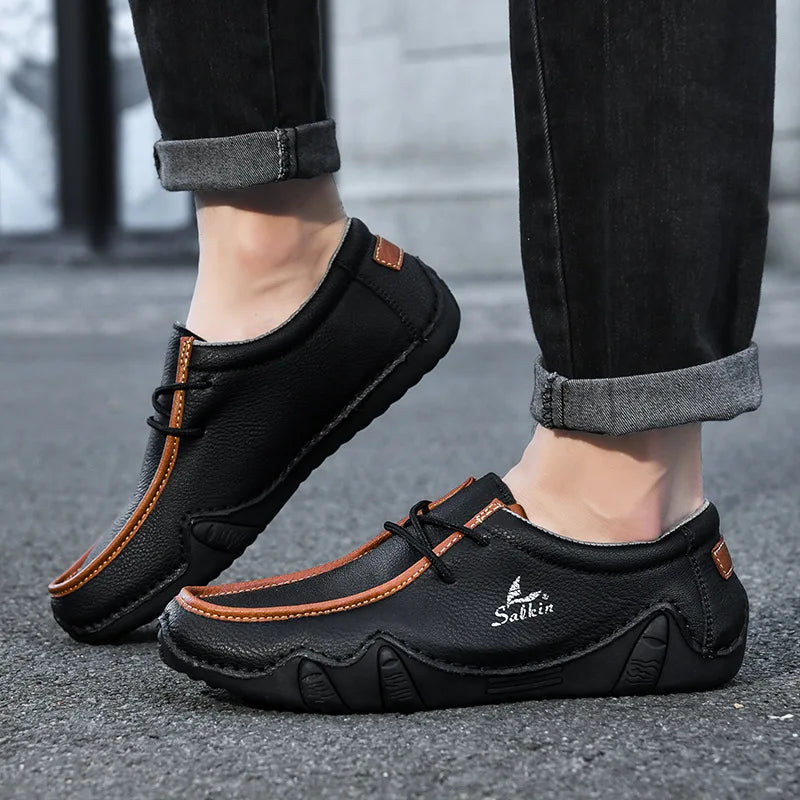Men’s PU Leather Casual Loafers – Slip-On Driving Shoes