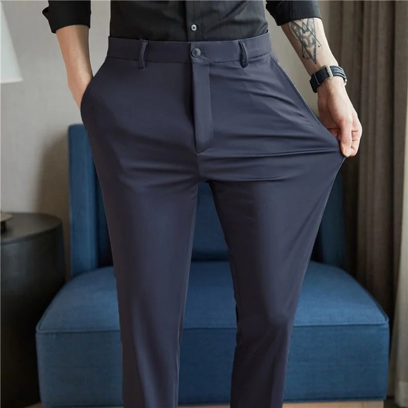 navy blue Color Men's Lightweight Stretch Straight Summer Pants