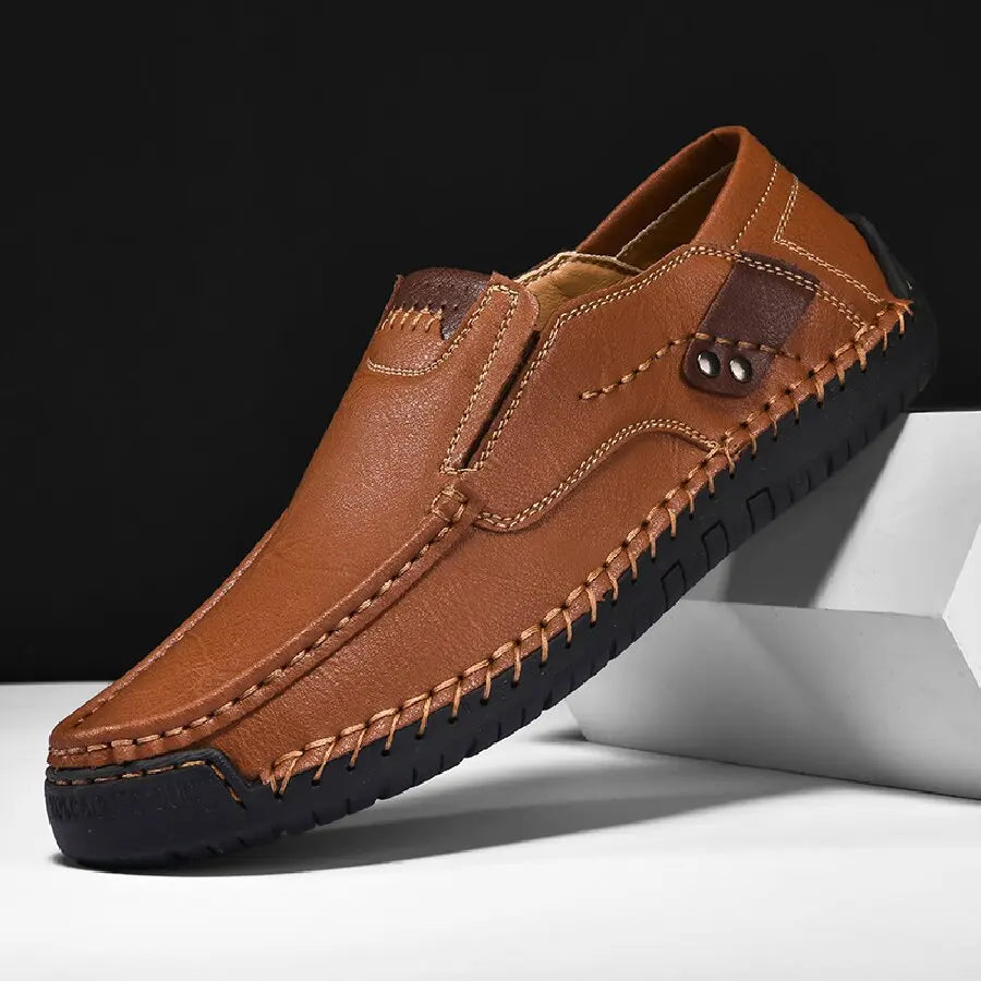 Brown Color Men’s PU Leather Loafers Casual Slip-On Driving Shoes