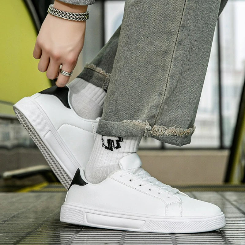 Men’s PU Leather Casual Sneakers – Lightweight & Breathable