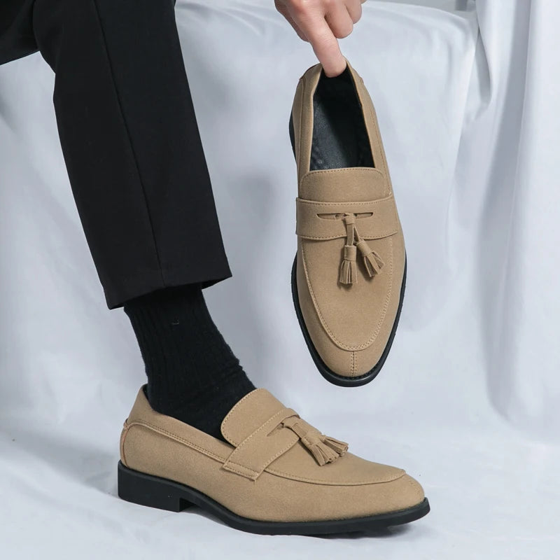 Men’s Tassel Suede Loafers Casual Business Dress Shoes