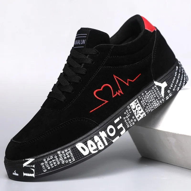 Men’s Casual Skate Sneakers – Breathable Fabric, Wide Fit