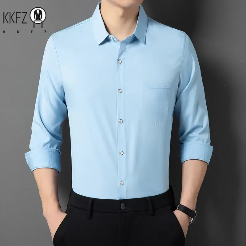 Men's Wrinkle-Resistant Long Sleeve Smart Casual Shirt