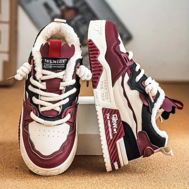 Men's Winter Plush Skate Sneakers Non-Slip Casual Shoes