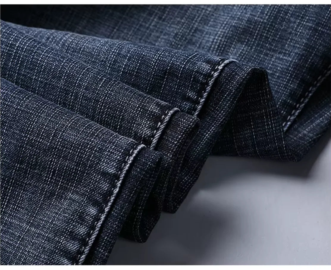 Men's Straight Fit Business Jeans Classic Denim Pants