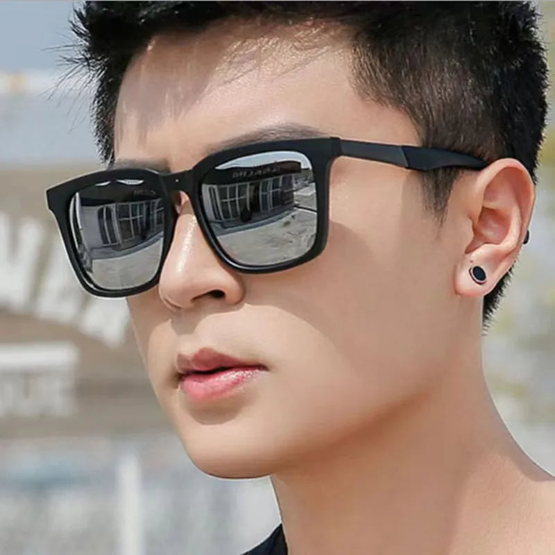 Retro Square Sunglasses For Men – UV400 Mirror Lenses