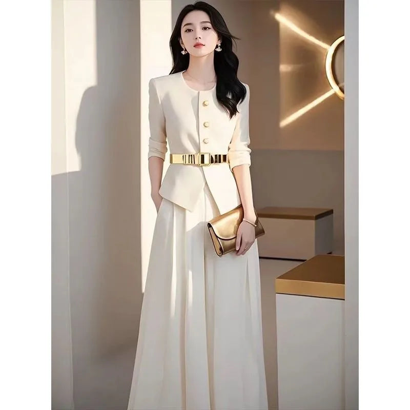 Women’s Knit Jacket And Culottes Office Two-Piece Set