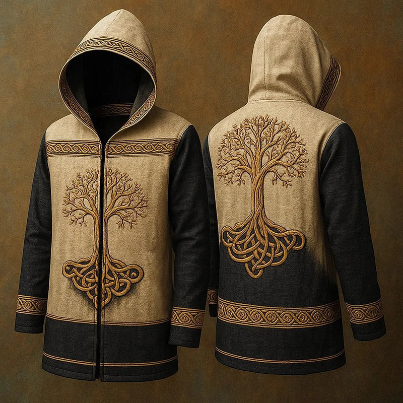11 Print Color Men’s Vintage Gothic Hooded Coat Open Front Cardigan
