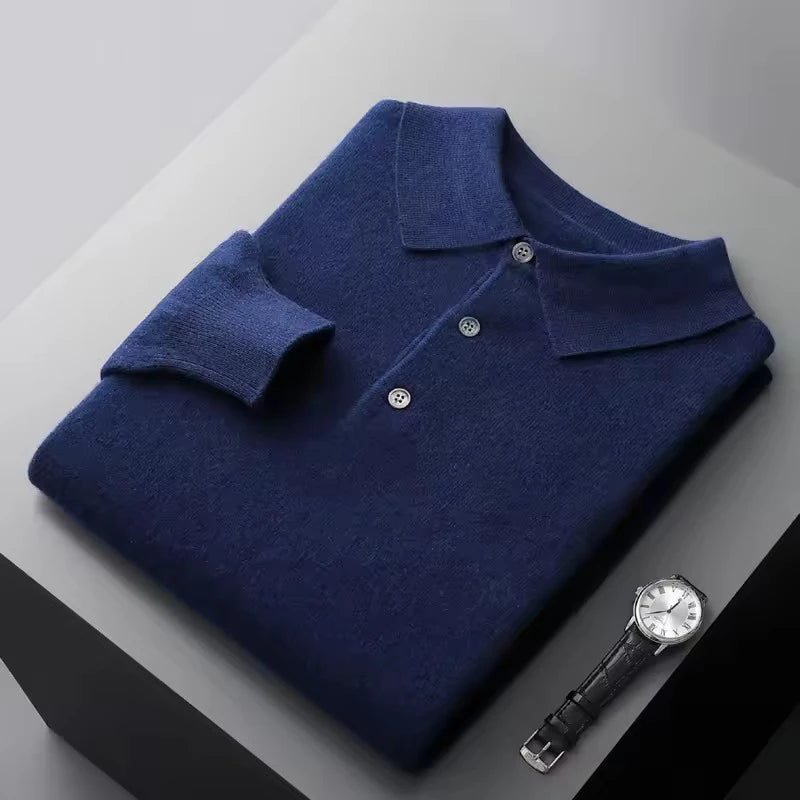 Men's Wool Knit Polo Sweater – Warm Autumn Winter Top