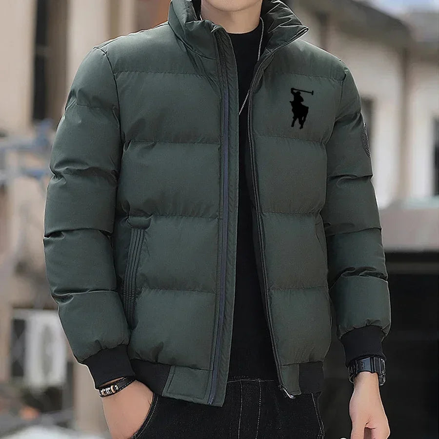 8 Color Men’s Casual Puffer Jacket With Stand Collar Zipper