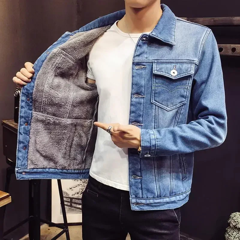 Men's Sherpa-Lined Denim Jacket – Warm Winter Coat