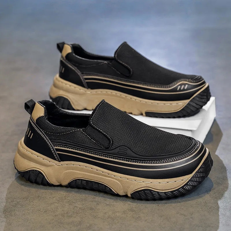 Men's Breathable Mesh Loafers – Thick Sole Casual Shoes