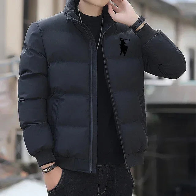 3 Color Men’s Casual Puffer Jacket With Stand Collar Zipper