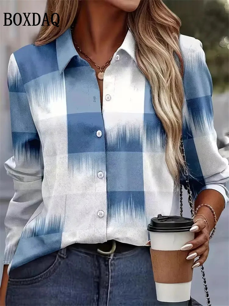 Women’s Chiffon Button-Up Blouse with Floral Print