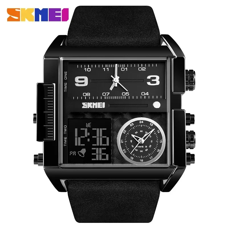 full Black Watch Color Men’s Digital Sport Watch Quartz Dual Display