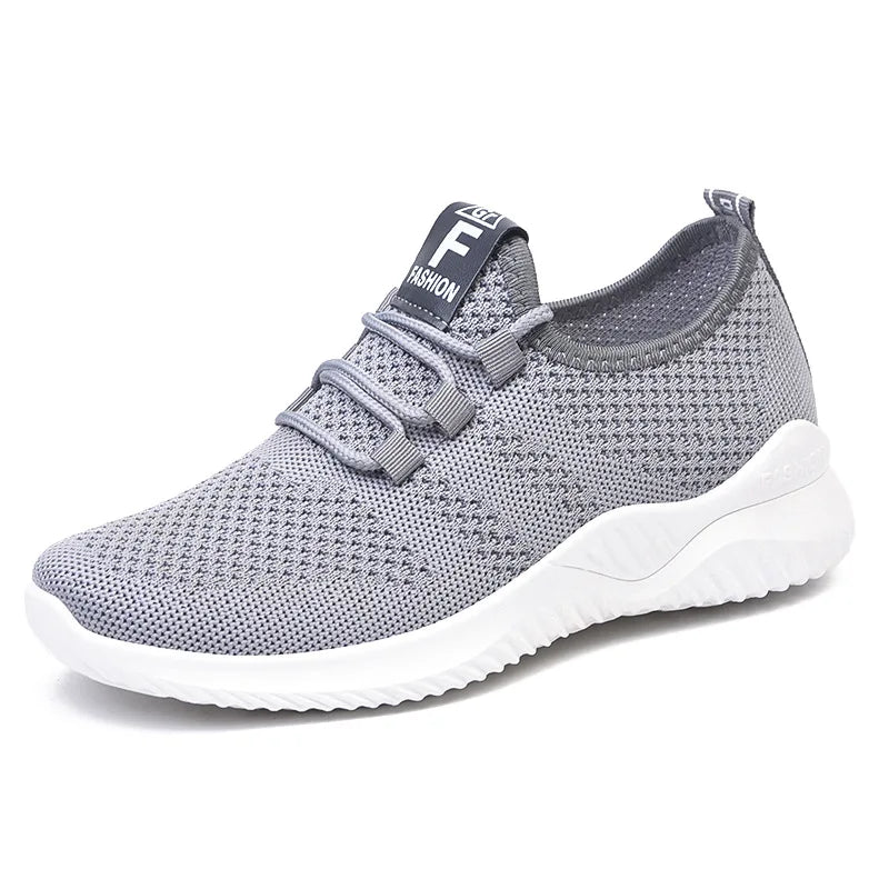 GRAY Color Women’s Mesh Walking Sneakers – Breathable Soft Sole