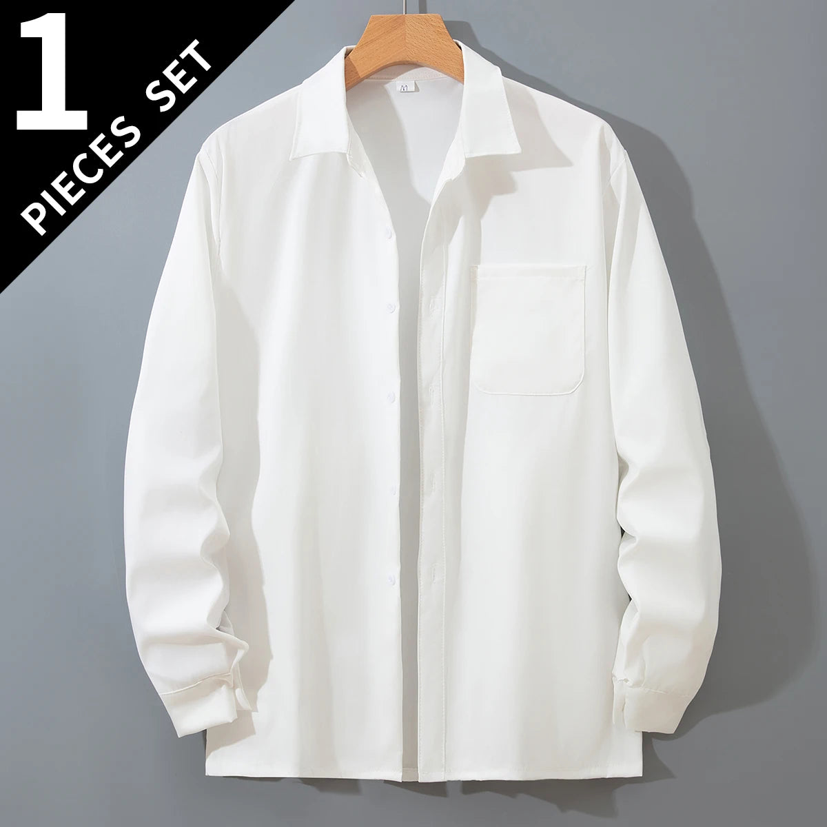 1pcs-hsh-cs-bai Color Men's Casual Button-Up Shirt With Turn-Down Collar