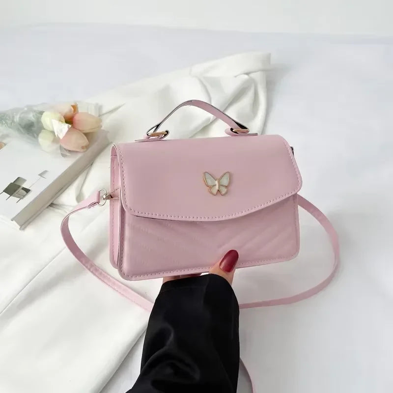 Pink Color Women's PU Leather Crossbody Bag Small Square Tote