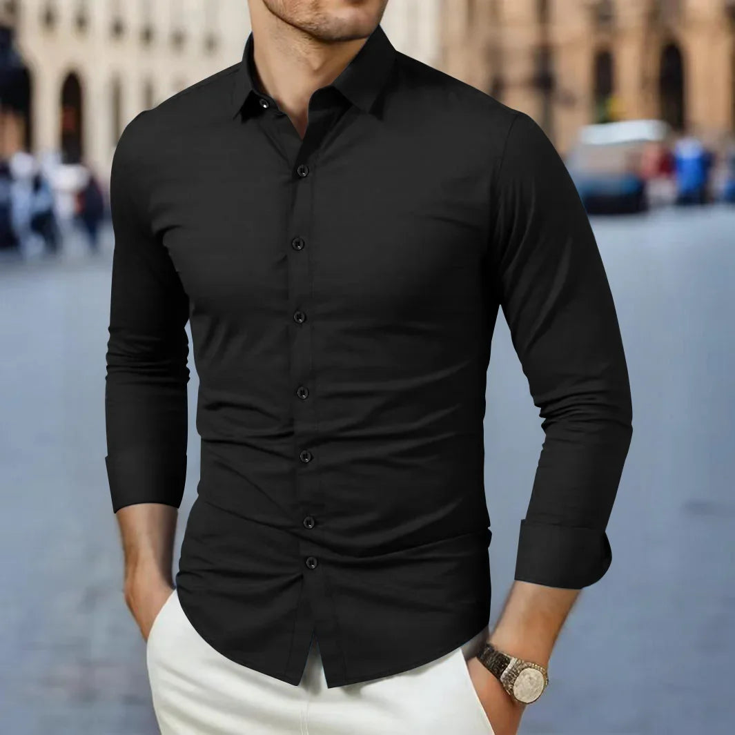 Men's Casual Wrinkle-Resistant Long Sleeve Shirt