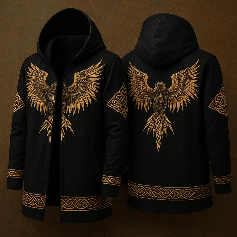Men’s Vintage Gothic Hooded Coat Open Front Cardigan