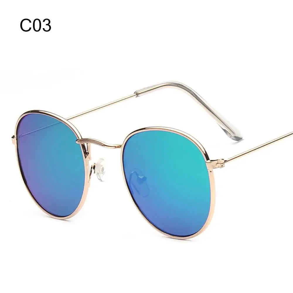 C03 Color Vintage Round Metal Sunglasses With UV400 Protection