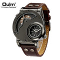 Brown Smooth Color Large Dial Men’s Quartz Watch With Leather Strap