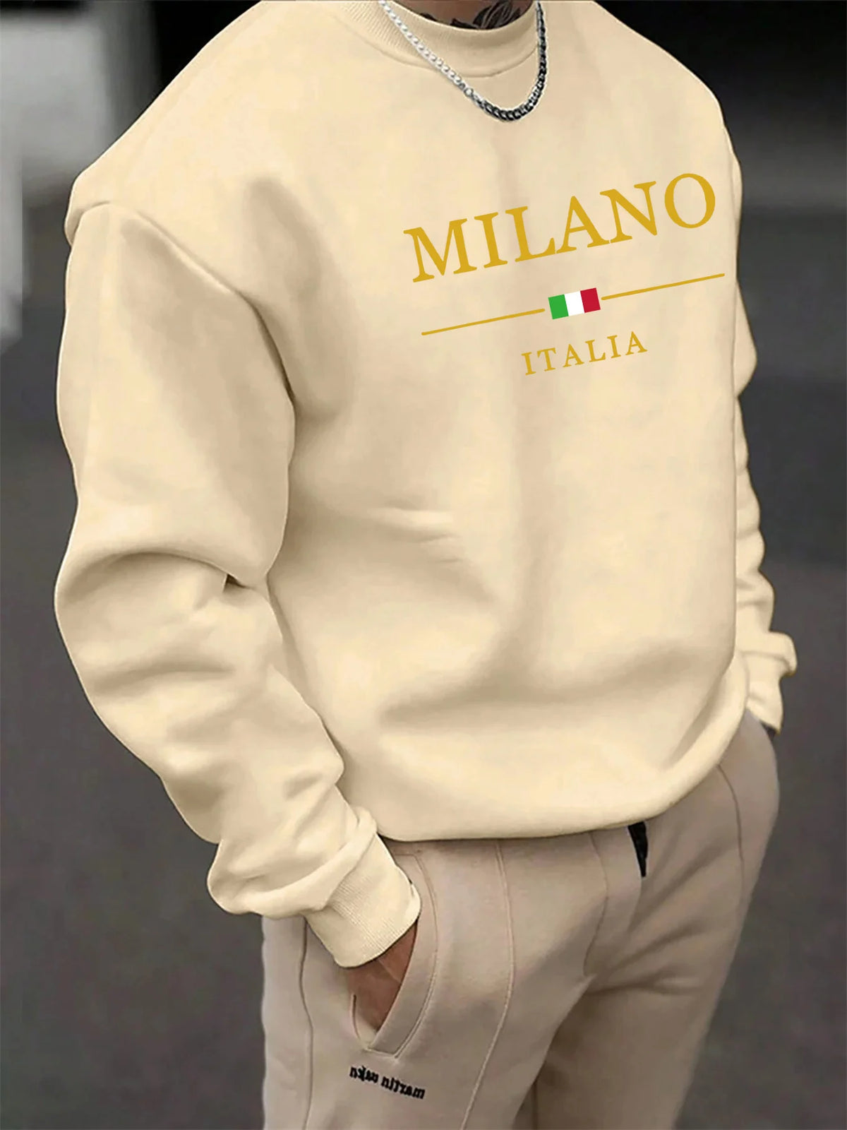 Men's Autumn Winter Geometric Print Pullover Sweatshirt