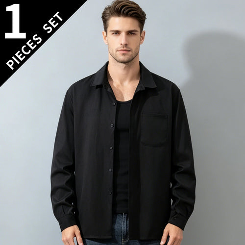 Men's Casual Button-Up Shirt With Turn-Down Collar