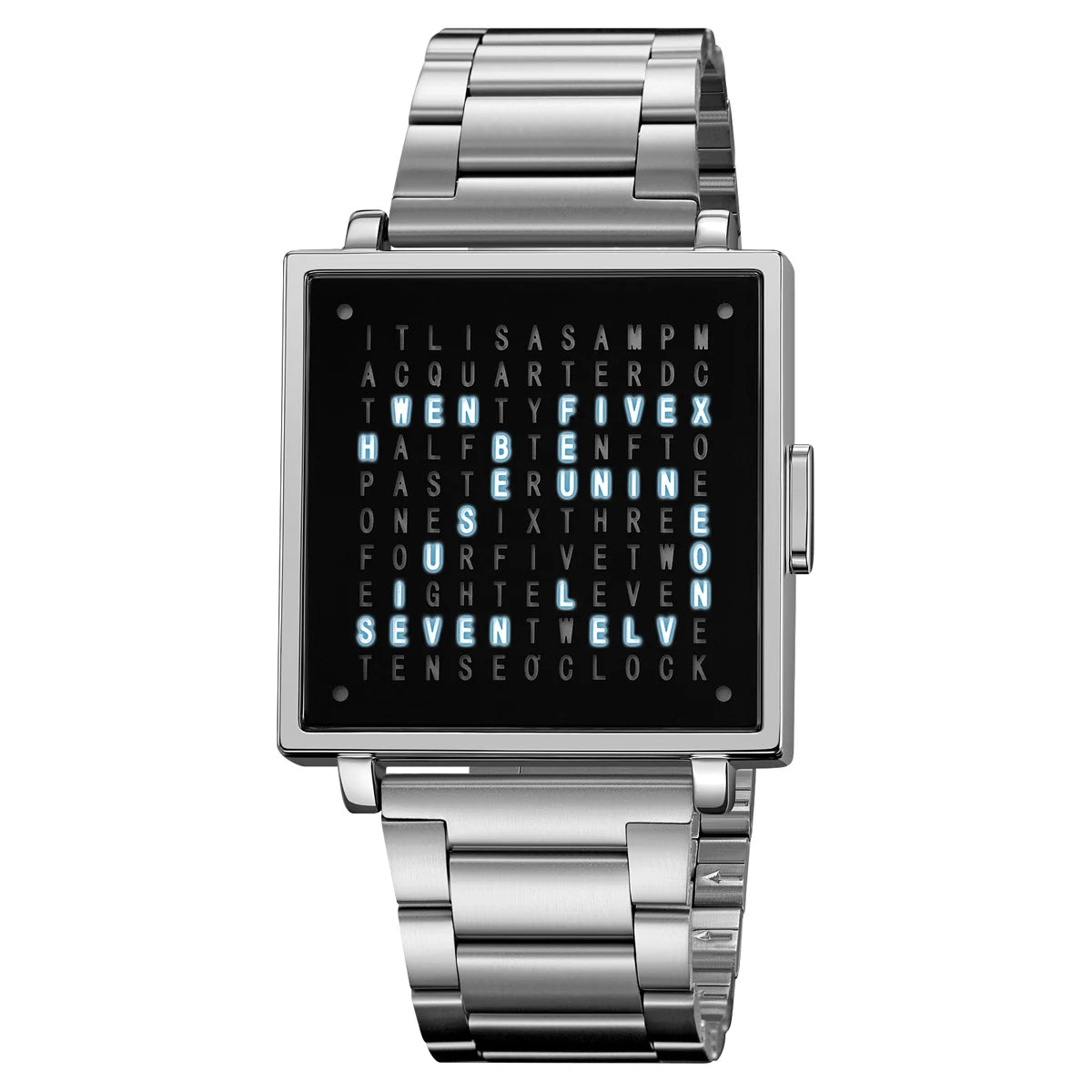 silver-steel Color Square Digital Sport Watch With LED Light & Calendar