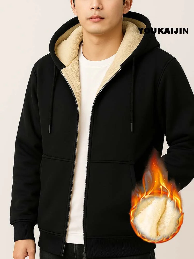 Men's Sherpa Fleece Zip Hoodie Jacket