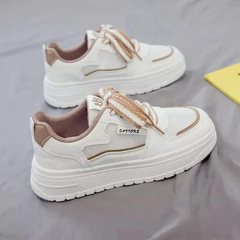 Brown net Color Women’s Mesh Sneakers With Rubber Sole – Casual Comfort
