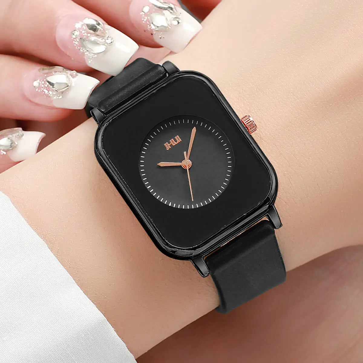 Women’s Rectangle Quartz Watch With Silicone Strap