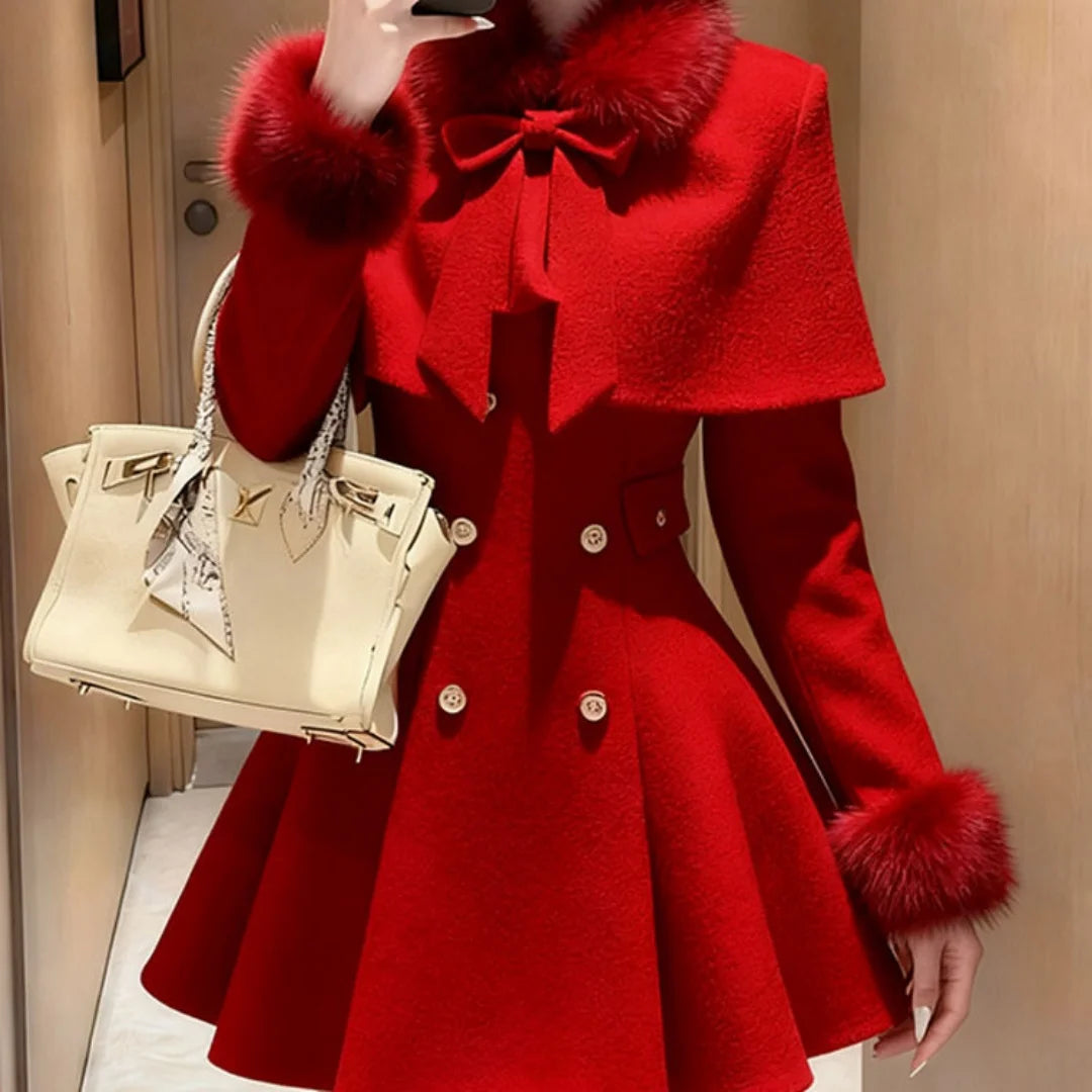 Women’s A-Line Mini Dress With Belted Coat Set