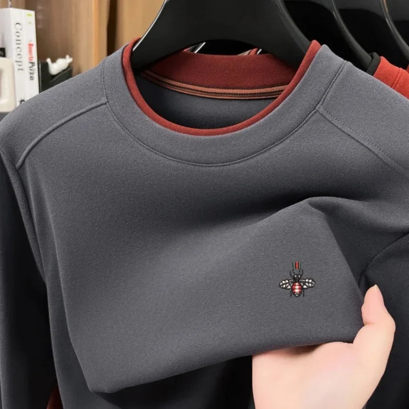 Men’s Velvet Long Sleeve T-Shirt With Bee Embroidery