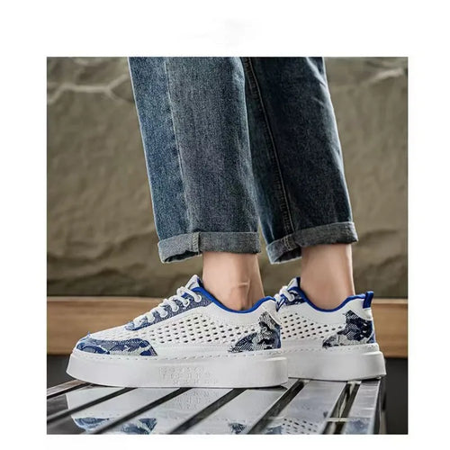 Men's Breathable Canvas Sneakers – Lightweight Platform Sole