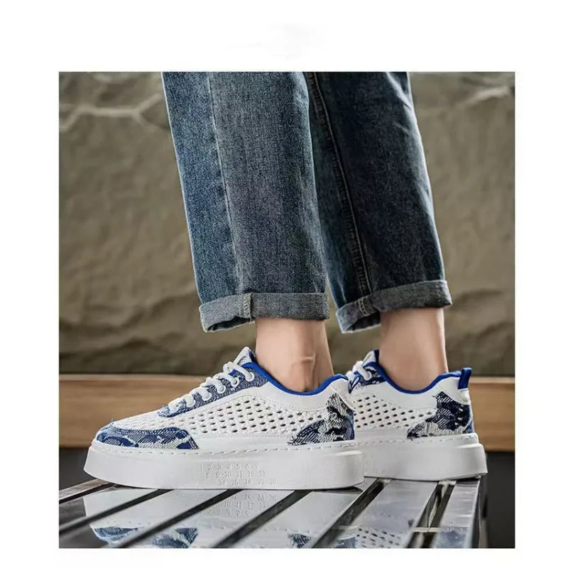 Men's Breathable Canvas Sneakers – Lightweight Platform Sole