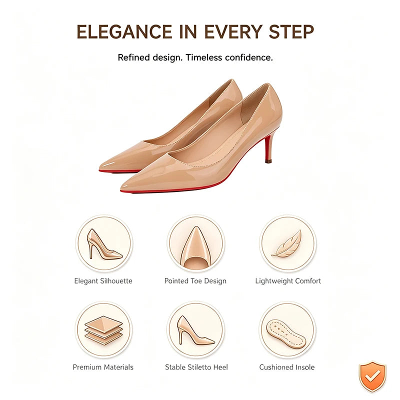 Women’s Patent Leather Pointed Toe Slingback Heels