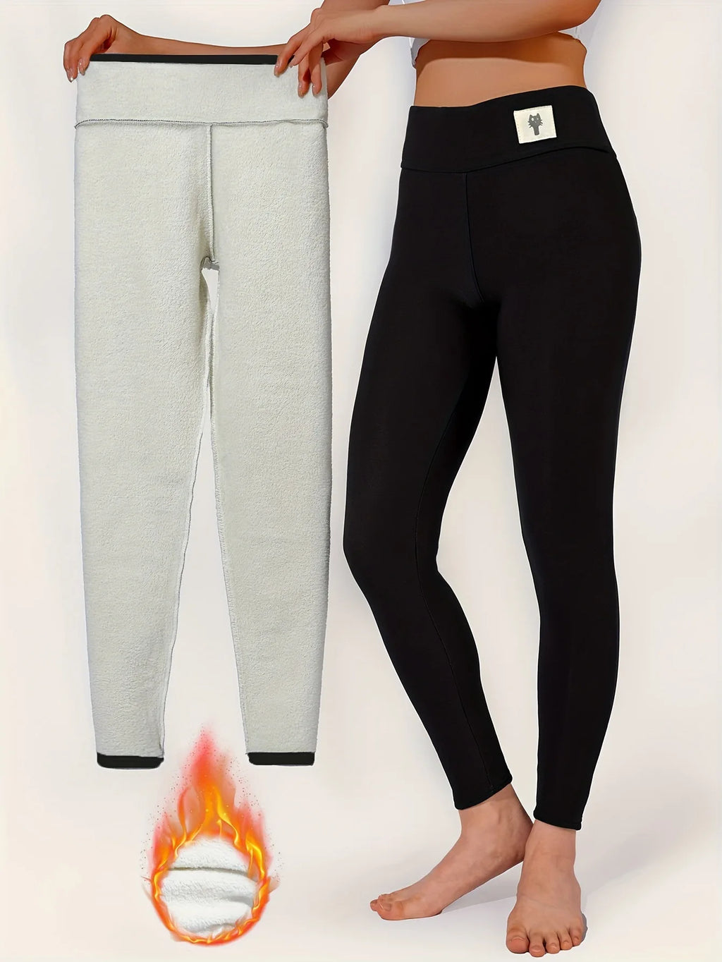 Women’s Lamb Cashmere Fleece Leggings High Waist Slim Fit