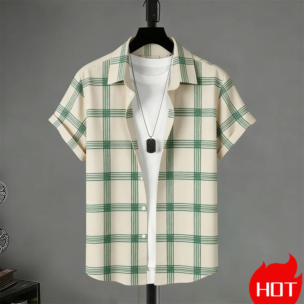 Men’s Summer Hawaiian Shirt With Stripe Print