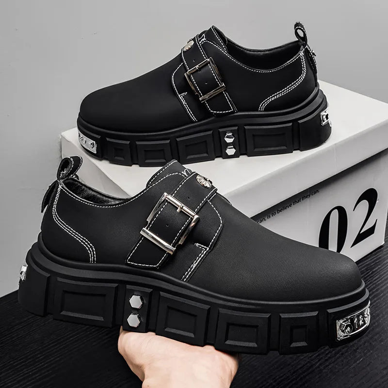 Men’s Casual Leather Sneakers – Breathable Height-Boost Design